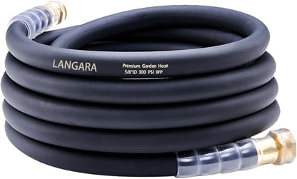 Heavy Duty Premium Garden Hose 25ft x 5/8", 300PSI Working, 1000PSI Burst, Water Hose with Transparent Swivel Handle - Hot/Cold Water - Five Layered Braiding for Durability