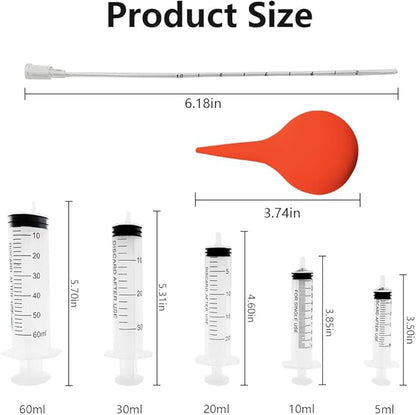 11pcs Puppy Kitten Feeding Tube Kit for Small Animals and Clear Feeding Syringe 5/10/20/30/60ml, Clear Feeding Tube, Syringe Bulb for Puppy Kitten Nestling Feeding Tools