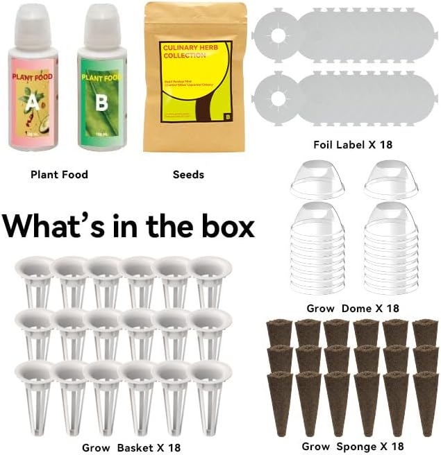 inbloom Culinary Herbs Seed Pod Kit for Hydroponics Growing System, 18 Pods (350+ Seeds with Basil, Parsley, Shis0, Liquorice, Mint, Cilantro, and Chic0ry)