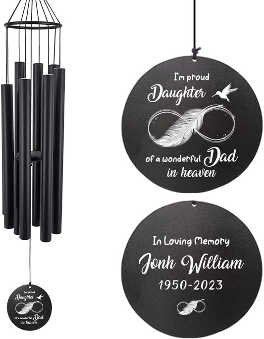 Personalized 36" Healing Memorial Wind Chimes for Outside, Bereavement Gift of Comfort for Loss of Mother, Father or Husband, A Soothing Remembrance for Your Garden and Patio