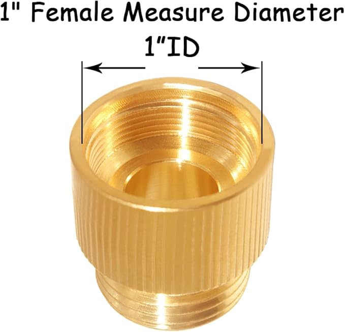 Garden Hose Bib Adapter, 1-1/16" Fine Thread Female to Standard 3/4" GHT Male Thread, 1" Measure Inside Diameter, Compatible with Outdoor Faucet to Garden Hose