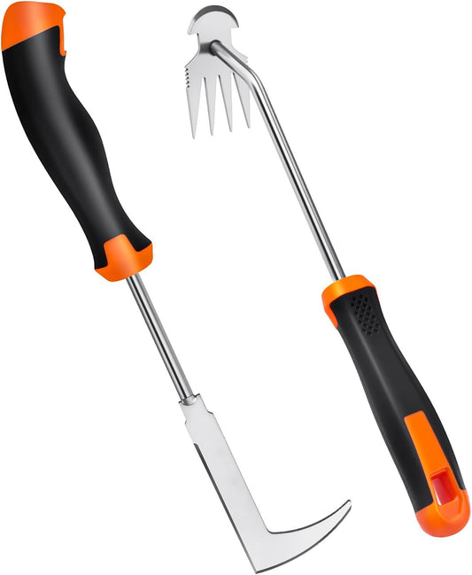 Weed Puller Tool,Portable Garden Weeder Tool,Crack Weeder Crevice, 4 Teeth Weeding Tool, L-Shaped Weeding Tool, Weeding Artifact Tool for Gardening(2 Pcs)