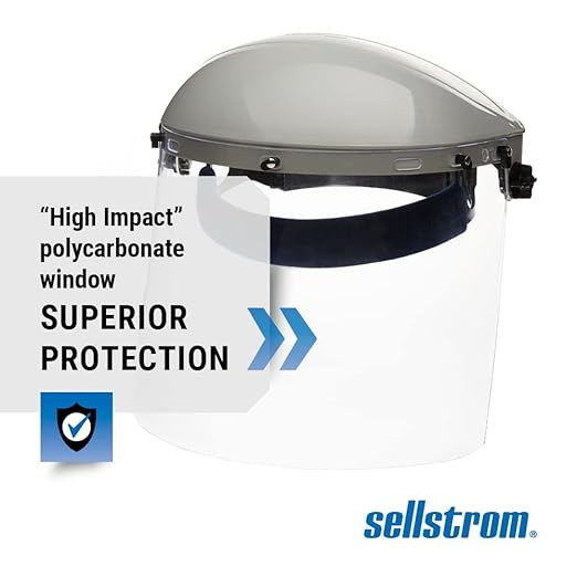 Sellstrom Advantage Face Shield - Lightweight Mask with Crown & Ratchet Headgear, for Work, Grinding, Cutting - ANSI Z87.1 - Clear Uncoated Polycarbonate Window