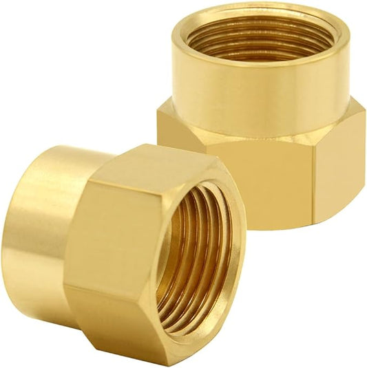 2PCS Brass Garden Hose Adapter 3/4"GHT Female to 3/4"NPT Female Thread Reducer Water Hose Nipple Reducing Convert Pipe Fittings Connector