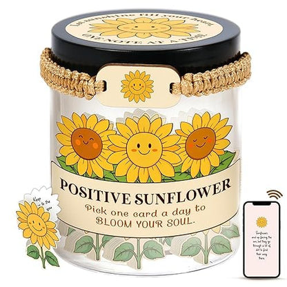 60 Positive Sunflower Cards Jar, Affirmation Cards For Women, Emotional Support Sunflowers, Sunflower Gifts For Women, Mom, Sunflower Gifts, Sunflower Themed Gift
