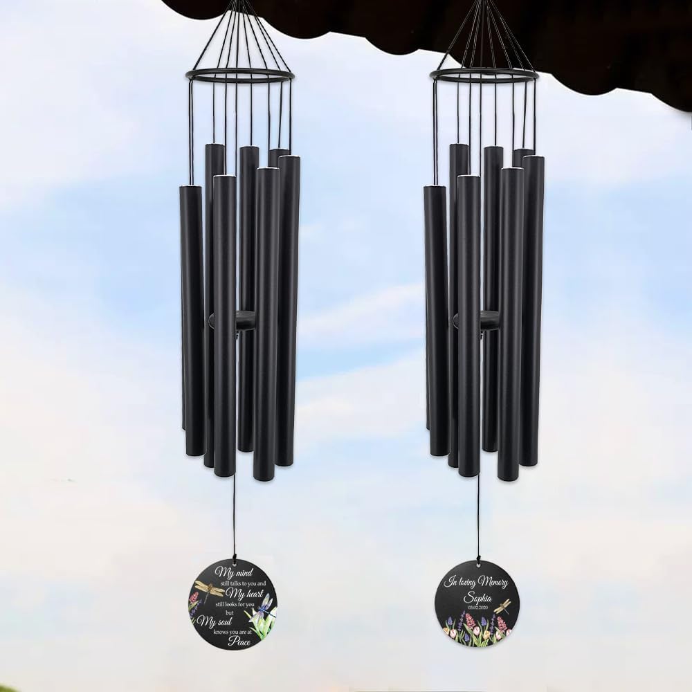 Personalized 36" Healing Memorial Wind Chimes for Outside, Bereavement Gift of Comfort for Loss of Mother, Father or Husband, A Soothing Remembrance for Your Garden and Patio