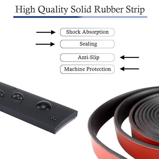 Neoprene Rubber Strips Self Adhesive Solid Rubber Sheets, Rolls & Strips for DIY Gaskets Crafts Pads Seals Warehouse Flooring Neoprene Sheet with Adhesive Backing (1" Wide x 1/16" Thick x 10' Long)