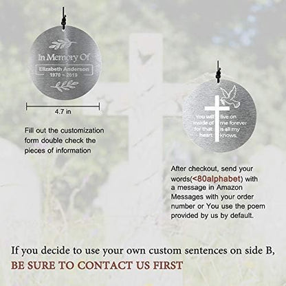 Personalized Memorial Wind Chimes for Loss of a Loved One Prime, Customized Sympathy Wind Chimes, Bereavement/Memorial/Sympathy Gift in Memory of Loved One Loss of Mother Father Condolence Remembrance