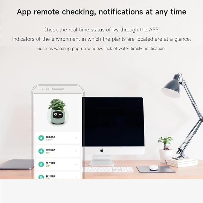 Smart Flowerpots,Smart Pet Planter,Ai Planter,Intelligent Flowerpots,Multiple Expressions,7 Smart Sensors, and Ai Chips Make Raising Plants Easy and Fun for Living Room,Plant-Free(Green)