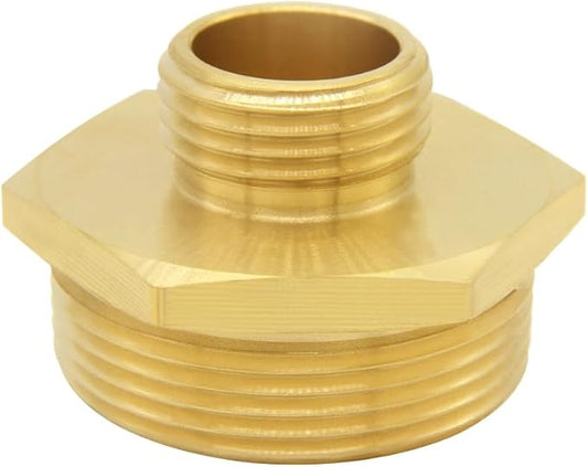 Brass Garden Hose Adapter 3/4"GHT Male to 1-1/2"NPT Male Thread Reducer Water Hose Nipple Reducing Convert Pipe Fittings Connector