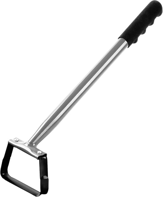 Walensee Mini Hula Hoe Garden Tool, Action Hoe for Weeding,Stirrup Hoe with 14 Inch Scuffle Loop, Sharp Durable Metal Hand Weed Scraper,Rake for Indoor & Greenhouse,Gift,U Shaped Soil Cultivator,Grey