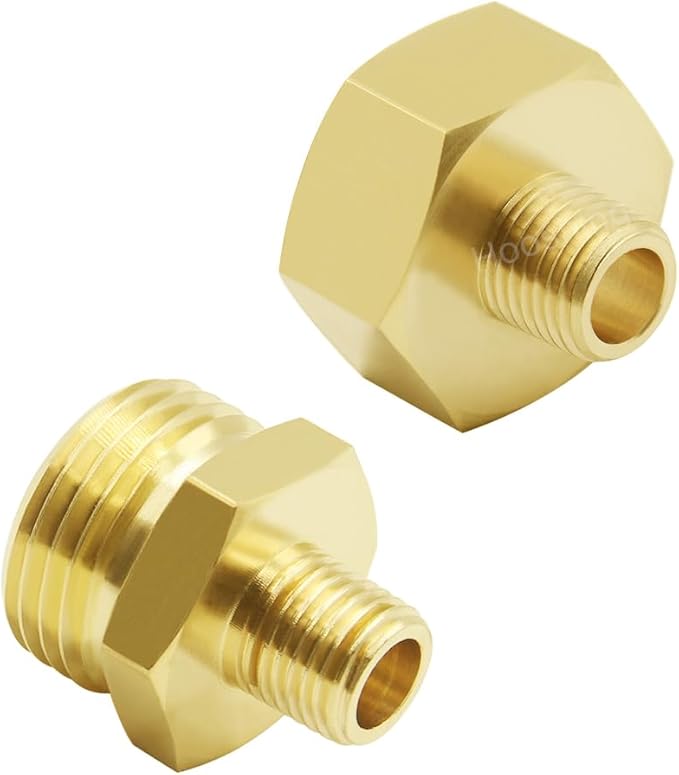 Hooshing Garden Hose Adapter 1/4" NPT to 3/4" GHT Thread Brass Garden Hose to Pipe Fittings Connectors with Washers