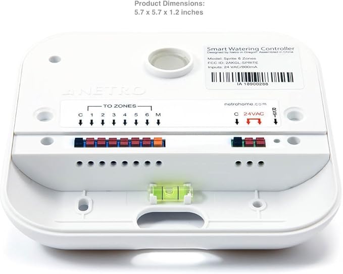 Netro Smart Sprinkler Controller, WiFi, Weather aware, Remote access, 6 Zone, Compatible with Alexa