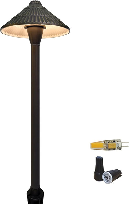 COLOER 12V Brass Outdoor Low Voltage Pathway Lights for Outside(Bronze,23" Tall, 7.5" Shade) with 2W 2700K G4 LED Bulb(604B)