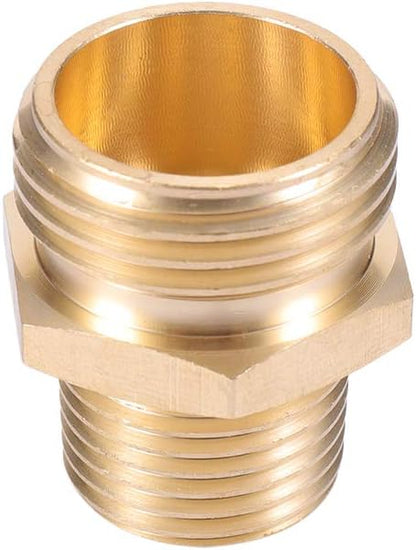 3/4”GHT Male x 1/2”NPT Male Connector,Brass Garden Hose Adapter,Brass Garden Hose to Pipe NPT Fitting Connect,Double Male Thread Size GHT 3/4 x 1/2 NPT 2pcs