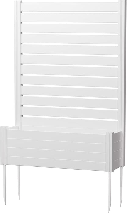 Casaphoria Raised Garden Bed with Trellis, 59"x30"x12" Planter Box with Open Bottom for Gardening Vegetables & Vines and Climbing Plants, White