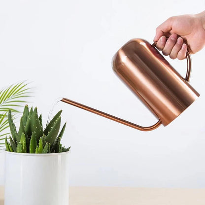 Watering Can Indoor Plants, 50 oz/1500 ml Metal Stainless Steel Watering Can Pot with Long Spout for Indoor House Plants Bonsai Outdoor Garden Flower Decorative(Copper) (Copper)