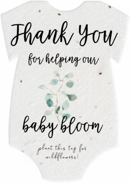 Onesie Seed Paper – 15 Green Baby Shower Favors for Guests with Wildflower Seeds, Writable & Plantable, Baby Shower Gifts for Guest