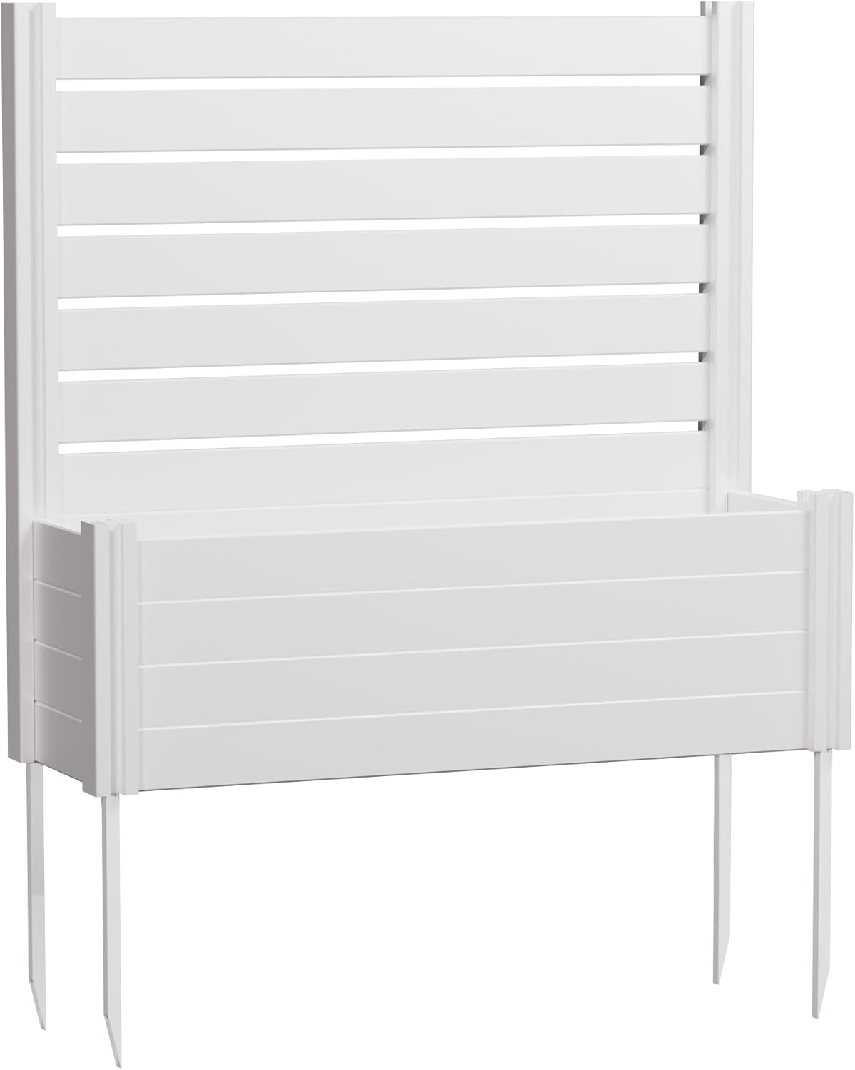 Casaphoria Raised Garden Bed with Trellis, 72"x47"x16" Planter Box with Open Bottom for Gardening Vegetables & Vines and Climbing Plants, White