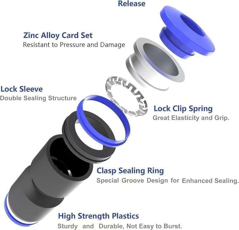 3/16 inch Air Hose T Connector Plastic Pneumatic Quick Push to Connect Tee Fitting (5Pcs)