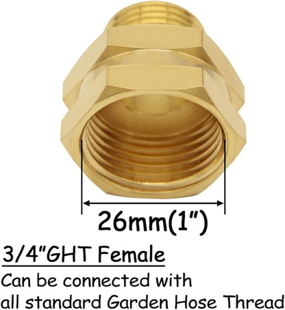 2PCS Brass Garden Hose Adapter 3/4"GHT Female to 1/2"NPT Male Thread Reducer Water Hose Nipple Reducing Convert Pipe Fittings Connector