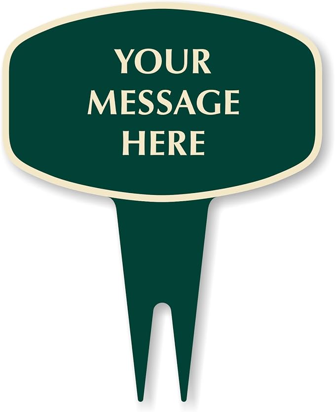 SmartSign Custom Designer Yard Stake Sign - Add Your Message, 12"x15", Square Oval Shape, 120 mil Aluminum Composite Sign w/Overcoat for Outside, Integrated Ground Stakes, Reflective Option, USA-Made