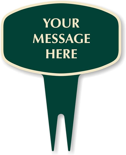 SmartSign Custom Designer Yard Stake Sign - Add Your Message, 12"x15", Square Oval Shape, 120 mil Aluminum Composite Sign w/Overcoat for Outside, Integrated Ground Stakes, Reflective Option, USA-Made