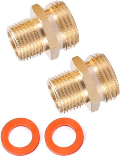 3/4”GHT Male x 1/2”NPT Male Connector,Brass Garden Hose Adapter,Brass Garden Hose to Pipe NPT Fitting Connect,Double Male Thread Size GHT 3/4 x 1/2 NPT 2pcs