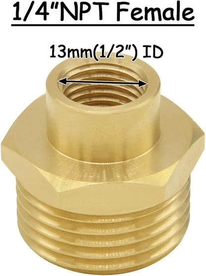 2PCS Brass Garden Hose Adapter 3/4"GHT Male to 1/4"NPT Female Thread Reducer Water Hose Nipple Reducing Convert Pipe Fittings Connector