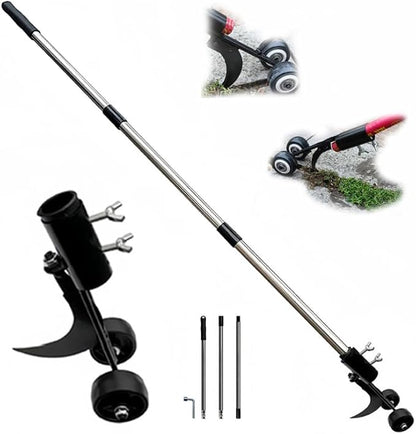 Weeder Tool with Wheel & Adjustable Handle — Effortless Corner Weed Remover High-Strength Metal Blade for Tight Spaces, Tall,Short Grass, Garden Beds - Lightweight Manual Weeding Tool