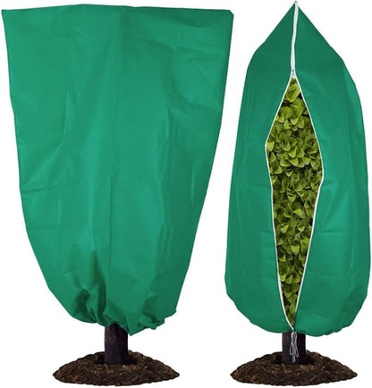 Plant Covers Freeze Protection, 47.2''×70.8'' Winter Cold Weather Frost Blankets Shrub Jacket with Drawstring & Zipper Reusable Frost Protection Cloth for Outdoor Plants Fruit Tree Potted (2 Pack)
