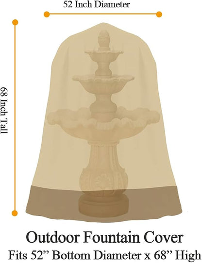 Outdoor Water Proof Large Fountain Cover Waterproof Heavy Duty Cover for Winter Outdoor Garden Fountain Statue 52 Inch Diameter, 68 Inch Tall