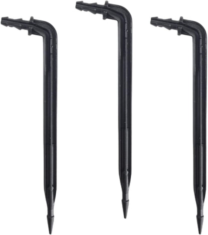 50 Pack 6" Inch Angled Drip Emitter Stake, (FITS 1/4" & 1/8" TUBING) for Precise Watering & Irrigation, Greenhouse, Container Gardening, Home Garden, and Hydroponics Growing