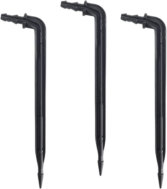 100-Pack 6" Inch Angled Drip Emitter Stake, (FITS 1/4" & 1/8" TUBING) for Precise Watering & Irrigation, Greenhouse, Container Gardening, Home Garden