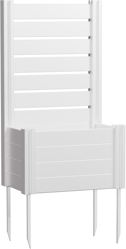 Casaphoria Raised Garden Bed with Trellis, 72"x47"x16" Planter Box with Open Bottom for Gardening Vegetables & Vines and Climbing Plants, White