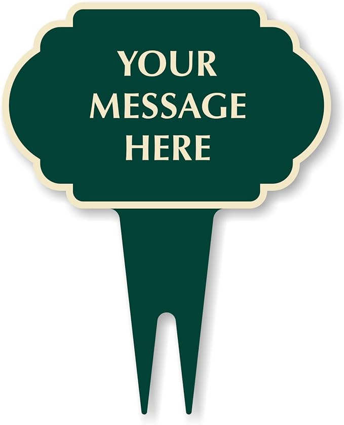 SmartSign 12"x15" Designer Yard Stake Sign - Add Your Message, Vintage Cloud Shape, 120 mil Aluminum Composite Sign w/Overcoat for Outside, Integrated Ground Stakes, Reflective Option, USA-Made