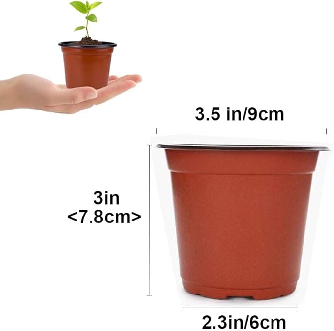 100 Pcs 3.5 Inch Plastic Seedlings Plants,Nursery Pots,Seed Starting Pot for Succulents, Seedlings, Cuttings, Transplanting