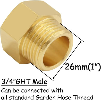 2PCS Brass Garden Hose Adapter 3/4"GHT Male to 3/4"NPT Female Thread Reducer Water Hose Nipple Reducing Convert Pipe Fittings Connector