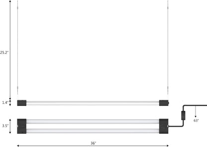 DYMOND BoostGro LED Grow Light Full Spectrum 5000K Daylight + 660nm Red Linkable Indoor Plant Lighting Fixture (3 FT, Black)