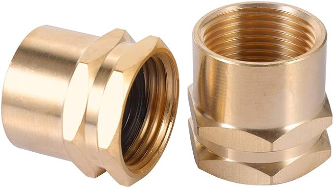 Brass Garden Hose Adapter, 3/4”GHT Female x 3/4”NPT Female Connector,GHT to NPT Adapter Brass Fitting,Brass Garden Hose to Pipe Fittings Connect 2pcs