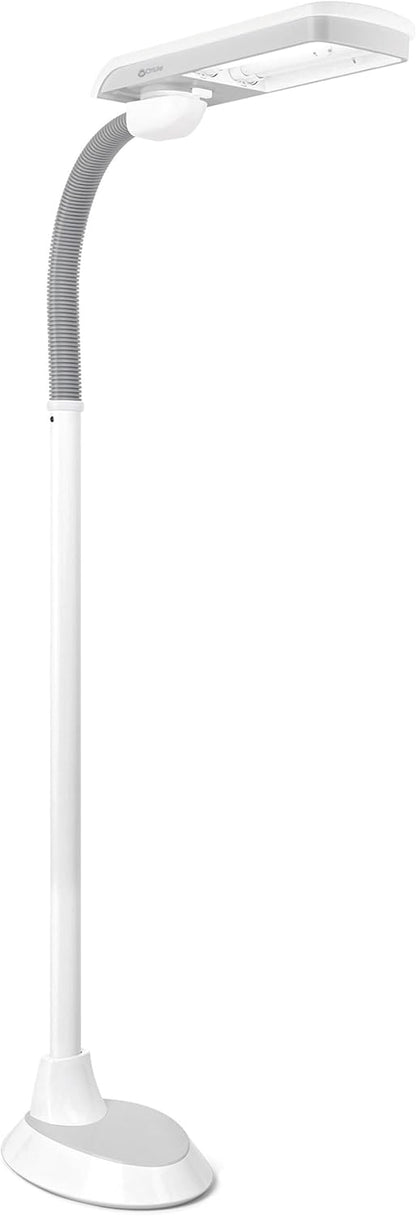 OttLite Standing Floor Lamp with Adjustable Neck, Pivoting Shade Multiuse Daylight Floor Lamp LED Light - 36w Fluorescent Natural Daylight - Modern Home Decor, for Living Room, Reading, Dorm & Office