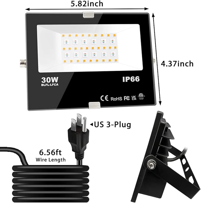 LED Flood Light Outdoor 30W, 300W Equivalent 3000LM Smart RGB Landscape Lighting with APP Control, DIY Scenes -Timing - Warm White 2700K -Color Changing Uplight, IP66, US Plug, No Remote MELPO(4 Pack)