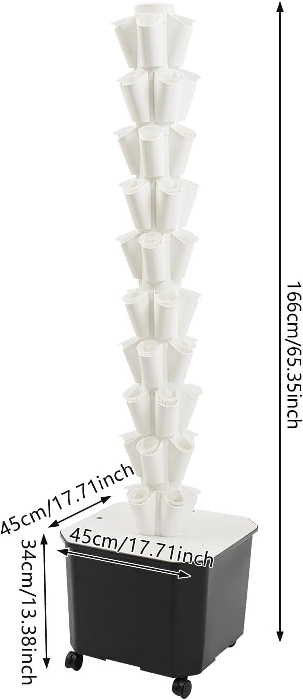 Hydroponics Growing System, 50-Plants Indoor Hydroponic Tower with Pump System, Plants Germination Kit with Wheels, Vertical Hydroponic System for Gardening Lover