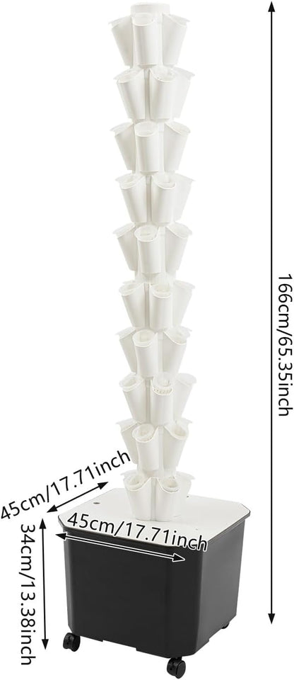 Hydroponics Growing System, 50-Plants Indoor Hydroponic Tower with Pump System, Plants Germination Kit with Wheels, Vertical Hydroponic System for Gardening Lover