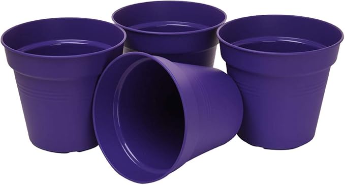 Mintra Home Garden Pots 4pk - Flowers, Herbs, Plants, Indoor, Outdoor, Colorful, Wholesale, Bulk (Purple, 11cm Diameter (4.3in))