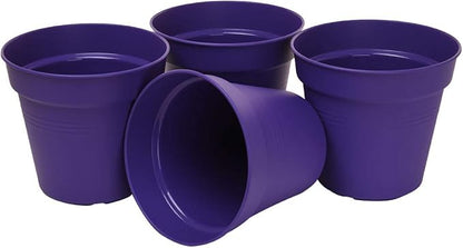 Mintra Home Garden Pots 4pk - Flowers, Herbs, Plants, Indoor, Outdoor, Colorful, Wholesale, Bulk (Purple, 11cm Diameter (4.3in))