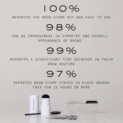 MADLUVV Brow Stamp Kit with Brow Stencils – Easy Eyebrow Shaper for Natural-Looking Brows – Popular Eyebrow Stencil Kit Used by Professionals – 9 Shapes, Spoolie, Travel Bag & Stamp (Taupe)