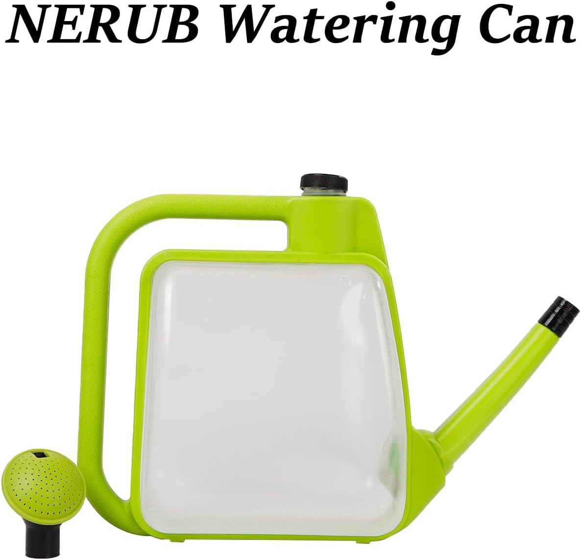 6L Foldable Clear Plastic Watering Can with Rotating Nozzle Long Spout Ideal for Indoor and Outdoor Gardening - Green