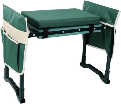 Garden Kneeler and Seat Bench with 2 Free Tool Pouch, Foldable Stool, EVA Foam Pad, with an Extra Soft Wider Cushion, and Large Tool Bag for Gardeninng Lovers