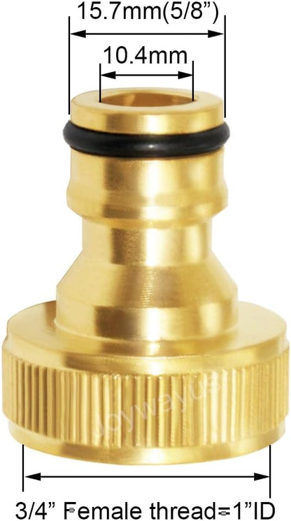 Joywayus 4Pcs 3/4" GHT Female Brass Garden Water Hose Pipe Faucet Nozzle Quick Connect Adapter